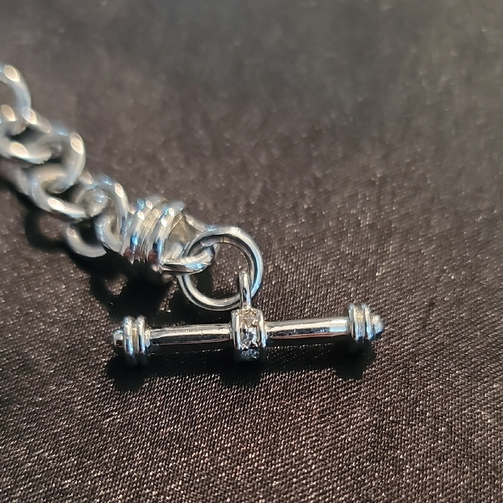 Silver Chain Bracelet w Horseshoe Charm - Picture 3 of 7